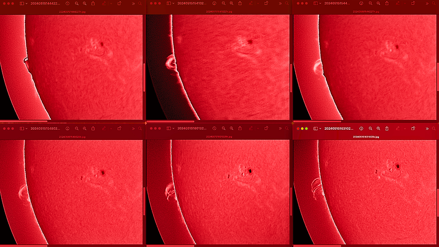 GONG_Ha_14.44 to 16.31 UTC_Left to Right_Visual Red_X2.99_Post Flare Loops_5-15-24_JP.jpg