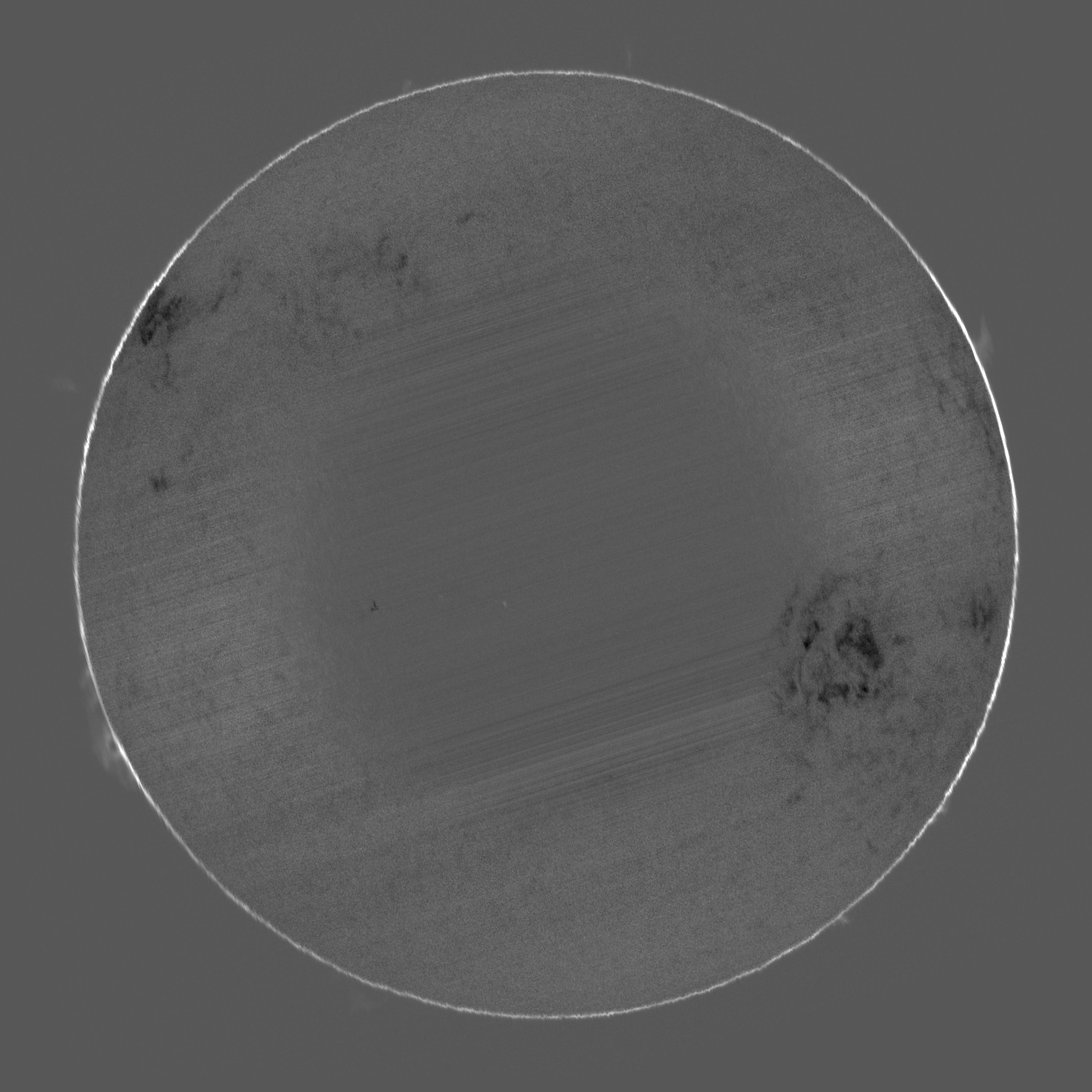 Helium-d3 emission line. Looks like I overexposed the frames near the center.